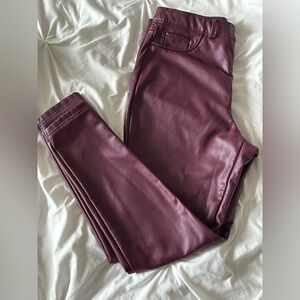 INC Faux Leather LINED Skinny pants in Plum sz 16
